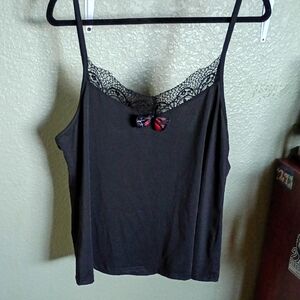 Elegant Black Lace Trim Women Lingerie/Sleepwear Set With Bow Accents